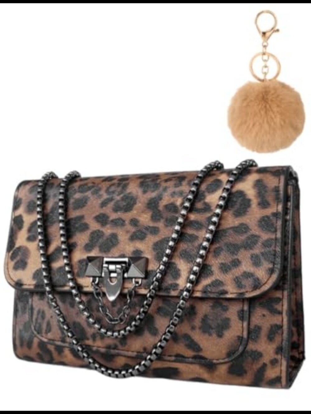 Leopard Print Chain Crossbody Shoulder Bag Small Women's Purse Clutch